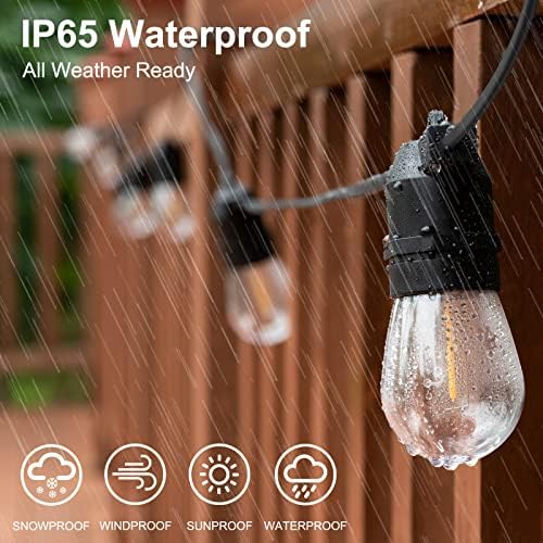 108FT (27FT*4) LED Outdoor String Light Waterproof Terrace Light, S14 Shatterproof Replaceable Bulb (4 Spare Bulbs), Connectable (Maximum 918FT) Edison Vintage Backyard, Porch, Deck Lights - Image 3
