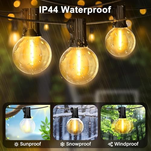LAMPHOME 4 Pack LED Outdoor String Lights, 26FT Yellow Patio Lights with 12+1 Edison Shatterproof Bulbs,Waterproof Connectable Dimmable Outside Hanging Lights for Backyard Porch Garden Party Decor - Image 2