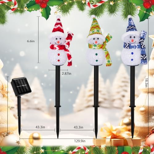 Solar Christmas Snowman Pathway Lights Outdoor Decoration, 6 Pack - Image 2