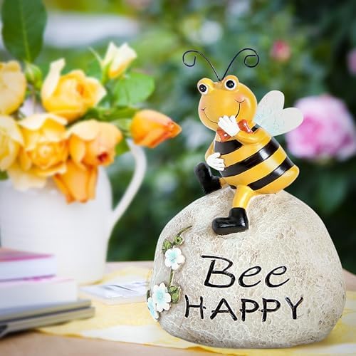Smadeer Garden Decor Bee Outdoor Statues Sculpture Bumblebee Figurine for Patio Lawn Porch Yard Backyard Honey Bees for Insect Lovers Gifts Garden Ornaments for Home Decor Spring Summer by Smadeer