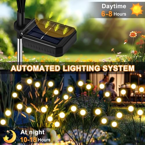 NBQQ Solar Lights Outdoor 6 Pack of 48 LEDs Swaying Firefly Garden Decor - Image 6