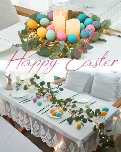 Fudios Lighted Twig Eucalyptus Garland 6FT 96 Warm White LED Battery Operated with Timer for Mantle Fireplace Wedding Party Spring Bedroom Decoration Indoor Outdoor Use - Image 2