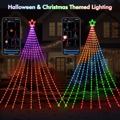 HOLILLUMA 12FT Smart Waterfall String Lights Outdoor Christmas Decorations - Image 4