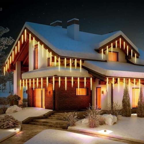 Brightown Icicle Lights Outdoor 20ft with Remote - 20 Tubes 100 LED Icicle Christmas Lights, Waterproof Icicle Indoor Decoration for Tree Patio Roof Holiday Decor, Warm White - Image 5