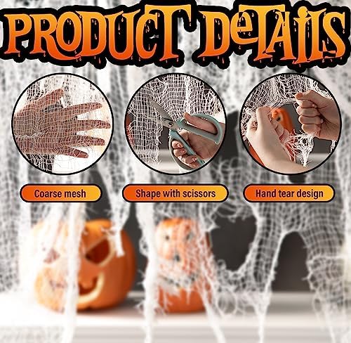 300 x 80 Inch Halloween Creepy Cloth, White Halloween Scary Spooky Cloth - Image 3