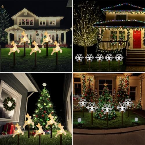 Solar Christmas Pathway Lights, 5 Pack Solar Snowflake Outdoor Waterproof Stake Lights Garden Christmas Decorative Walkway Lighting for Landscape Yard Lawn Patio Wedding Party（White - Image 7