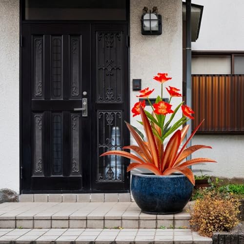 TOMBABY Huge Metal Agave Plants Outdoor Decoration Outdoor Garden Decorated with Flowers Mexican Yard Art Plant Garden Gift (1 Big red) - Image 5