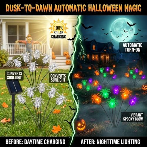 Spider Solar Halloween Decorations Outdoor, Solar Pathway Stake Lights - Image 4