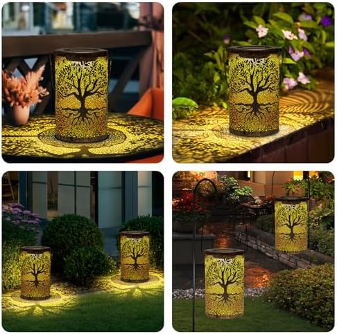 Solar Lantern Outdoor, Tree of Life Metal Hanging Light Waterproof - Image 5