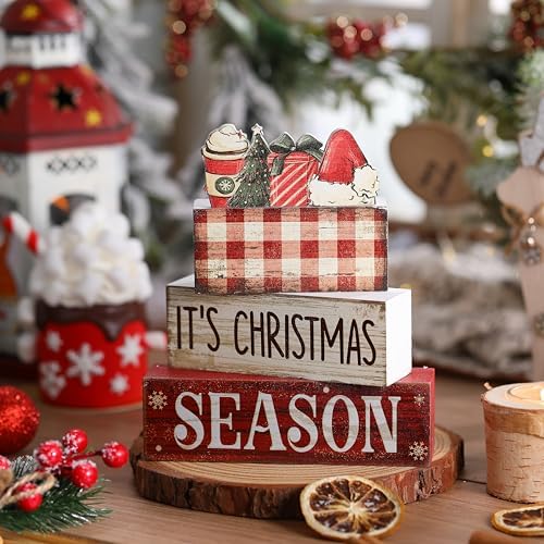 Lineshading 4 Pcs Christmas Table Decoration Wooden Hot Cocoa Santa Hat - Image 2