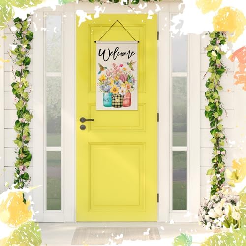 Tegeme 3 Pcs Hello Spring Door Sign Flag Spring Flower Door Banner Holiday Welcome Flag Wall Hanging Decoration for Party Holiday Outdoor Indoor Home - Image 6