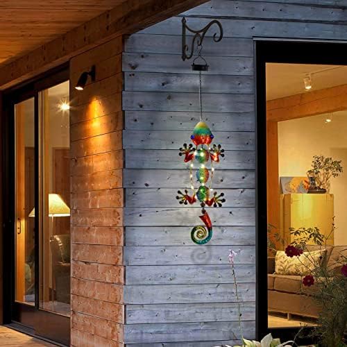 Gecko Solar Outdoor Lights Hanging Lanterns Metal Decorative Lights for Backyard Porch Patio Yard Balcony Teepee Lawn Pathway…… - Image 4