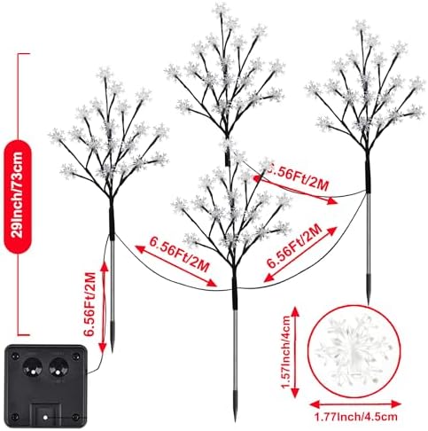 4-Pack 80LEDs Solar Christmas Snowflake Stake Lights, 8 Modes Solar Snowflake Christmas Decorations Outdoor Lights, Waterproof Outdoor Xmas Decorations for Garden Yard Pathway Walkway - Image 6