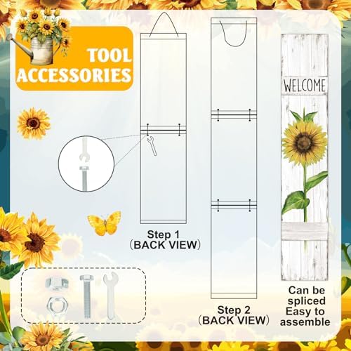 Sunflower Welcome Porch Sign, 47" H Wooden Front Door Decor - Image 6