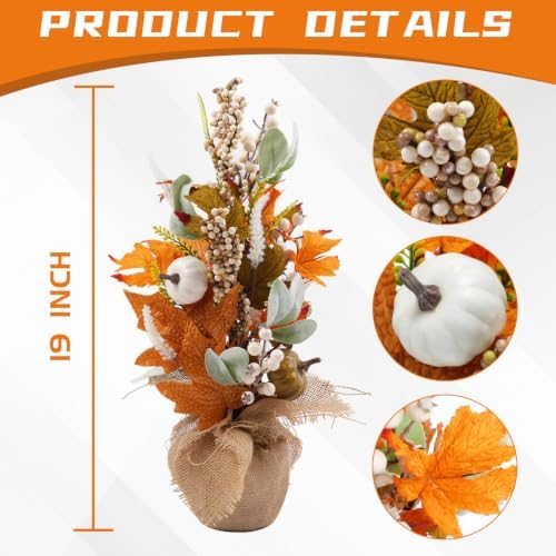 19 Inch 2Pcs Fall Tree Pumpkin Maple for Table Centerpiece - Image 2