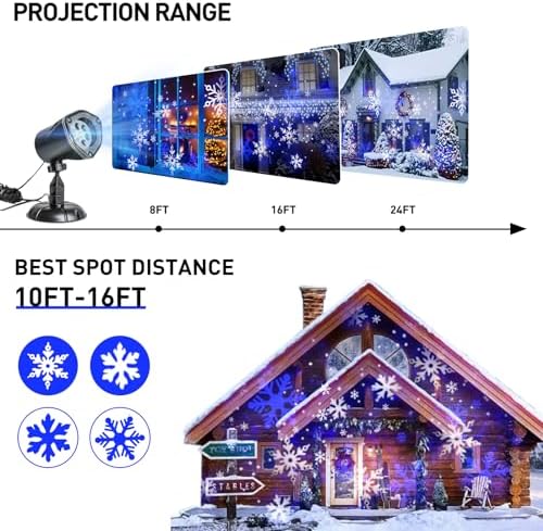 Vanthylit Christmas Projector Lights Outdoor, White Blue Snowflakes Projection Outside, Waterproof LED Landscape Christmas Light for Window Yard House Party Xmas Indoor Decor - Image 4