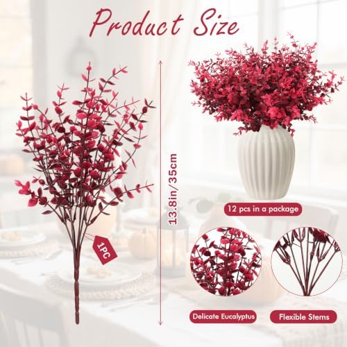 RECUTMS 13.8" 12 Bundles Artificial Flowers for Outdoors Faux Boxwood Plant - Image 2