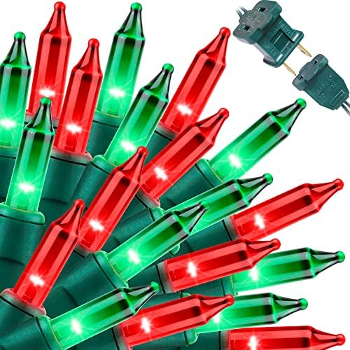 LAMPHOME Super-Bright Extendable Christmas Lights Decoration 100 Lights 19.6ft UL Certified Mini Bulb String Lights for Outdoor Christmas Tree Garden Party Patio Garland Decor (Red+Green) by ULL