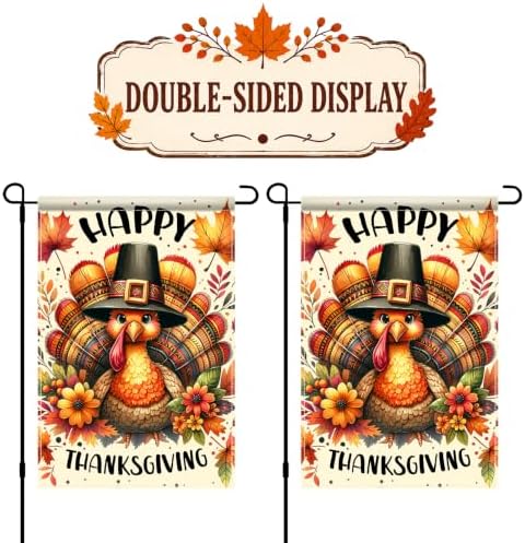 BlissYard Happy Thanksgiving Turkey Garden Flag 12x18 Inch Fall Yard Decor - Image 6