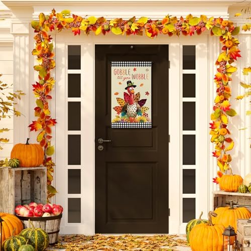 Tegeme 3 Pcs Fall Door Sign Flag Thanksgiving Turkey Door Hanging Banner - Image 4