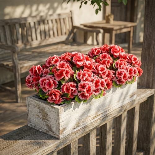 lovemoon 16 Pcs Artificial Geranium Plant Realistic Silk Flowers for Outside UV Resistant Faux Geraniums Flowers for Indoor Outdoor Home Garden Office Decoration (16, Peach) - Image 5