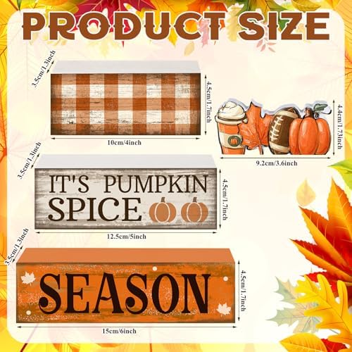 Lineshading 4 Pcs Fall Football Table Decor, Pumpkin Spice Coffee Bar Sign - Image 3