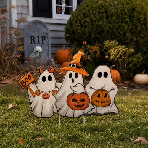 Smile Halloween Yard Signs Foldable Ghost Pumpkin Lawn Sign Outdoor Decorations - Image 6