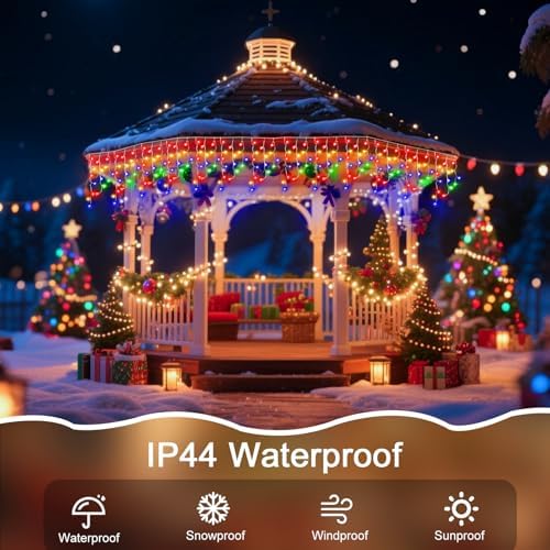 66 Ft Ice Lights for Outside, 640 LED Christmas Lights Outdoor Plug in, Christmas String Lights with 8 Modes & Timer for Holiday, Party, Wedding, House, Patio, Outdoor Decor(Multicolor) - Image 5