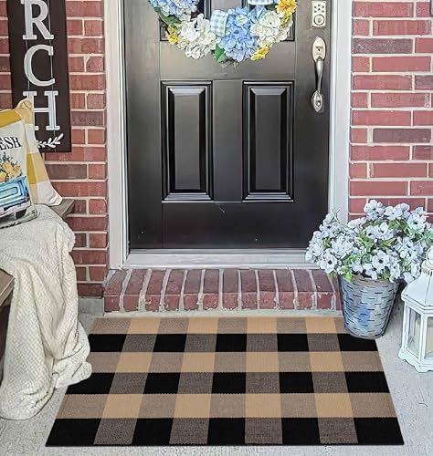 BUAGETUP Buffalo Plaid Outdoor Rug 24"x35"Fall Checkered Layered Doormat - Image 7