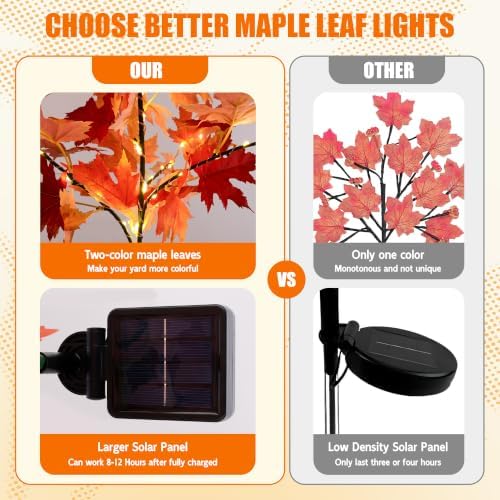Fall Solar Lights Outdoor Decorative,Maple Leaf Stakes Lights, 2Pack - Image 3