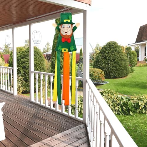 NOVWANG St. Patricks Day Windsock, 40 Inch 3D Irish Festival Windsock St. Patrick's Day Outdoor Hanging Windsocks Decorative for Balcony Yard Lawn Patio Garden - Image 5