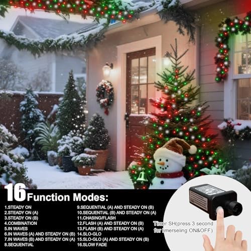 LAMPHOME Red Green White Christmas Lights Decoration, 500Lights 165ft Mini Bulb String Lights Plug in for Indoor Outdoor Christmas Tree Garden Patio Wedding Decor - Image 2