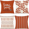 YCOLL Burnt Orange Linen Pillow Covers 16x16 Set of 4, Home Sweet Home Farmhouse Throw Pillow Covers, Holiday Decorative Cushion Covers for Sofa Couch Bed, Autumn Burnt Orangeic Fall Decor by PillowCoversExpert