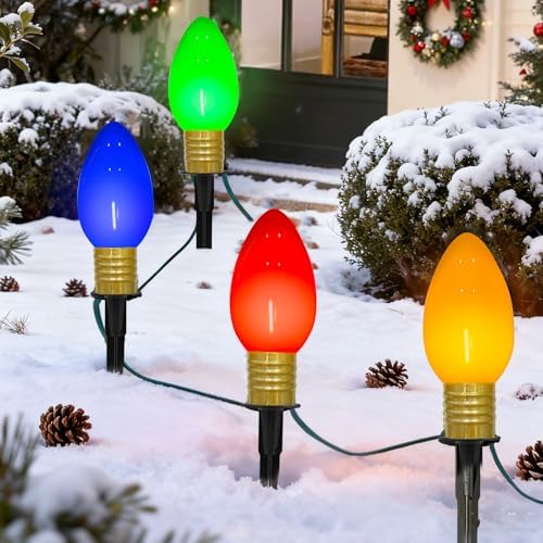 7Ft Christmas Pathway Lights Outdoor with 4 C9 LED Multicolor Bulbs by Unknown