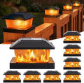 btfarm 4x4 Solar Flame Post Cap Lights, 8 Pack Fence Deck Post Light, Black by btfarmdecorativelighting