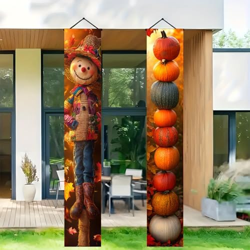 BlissYard Fall Scarecrow Porch Banner 12x71 Inch - Image 5