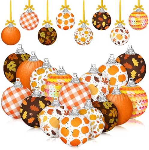 16 Pcs Fall Ornaments for Tree 1.57'' Thanksgiving Ball Hanging Ornaments by Blosssound