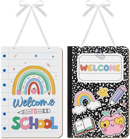 Jetec 2 Pcs Welcome Back to School Wood Hanging Sign for Prek Elementary by Jetec