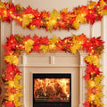Fall Decorations for Home Large Maple Leaves 9Ft Plug in Fall Lights with 50 Orange Bulbs UL Certified Connectable Fall Decor Garland for Indoor Outdoor Halloween Thanksgiving Harvest Decorations by Meknow