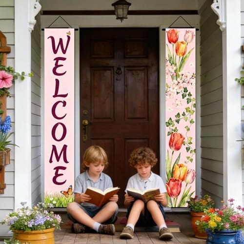 Nuxovilar Spring Tulip Butterfly Banners Set 12x70 Inches Polyester - Image 4
