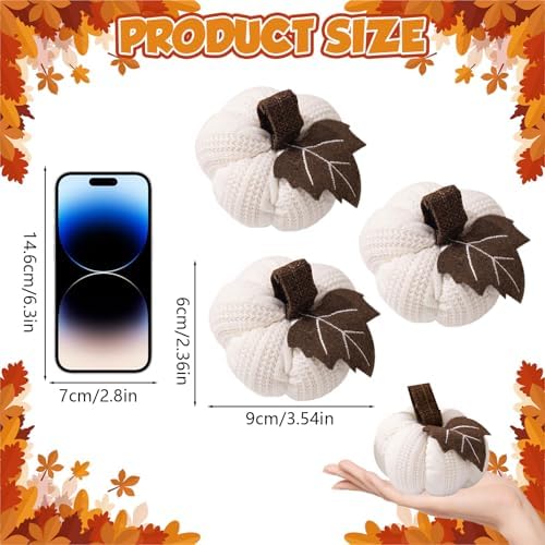 3Pcs Knitted Pumpkin Decor Set, Small Fall Hanging Ornaments for Home - Image 6