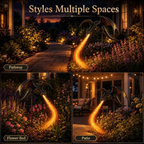 Solar Dragon Fire Garden Light, Solar Dragon Fire Garden Stake Light - Image 3