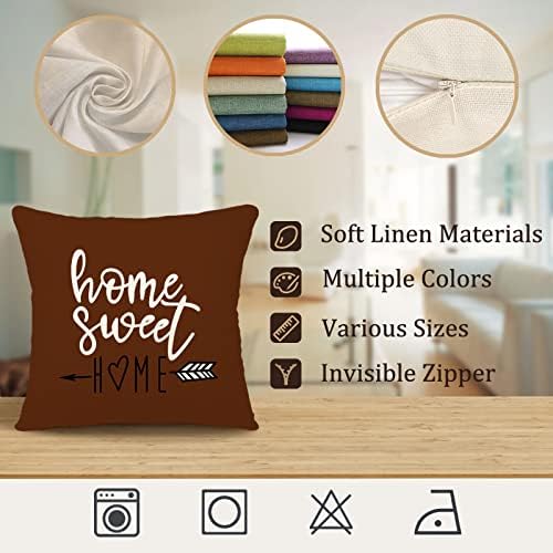 YCOLL Pillow Covers 16x16 Set of 4, Modern Sofa Throw Pillow Cover, Decorative Outdoor Linen Fabric Pillow Case for Couch Bed Car, Coffee - Image 6