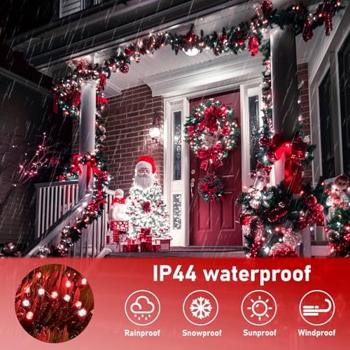 JMEXSUSS 200 LED Red and White Christmas Lights, 66ft String Lights Plug in - Image 5