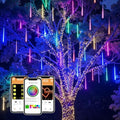 Smart Meteor Shower Lights Outdoor, 16Tube 256LED 24.6ft Color Changing Dripping Icicle Christmas Lights for Outdoor Outside, APP Controlled RGB Customize Display DIY Dynamic Lighting Effec by SmartDawn