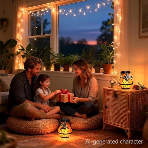 2 Pack Solar Lanterns Outdoor Flickering Flame Hummingbird Design - Image 7