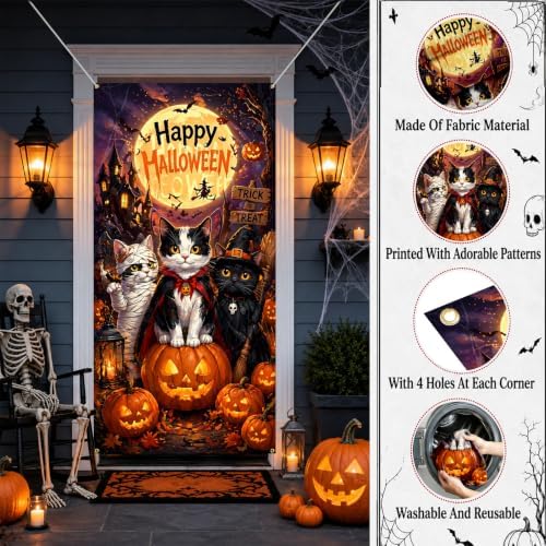 Halloween Door Cover, Fabric Front Door Porch Sign for Halloween Party - Image 3