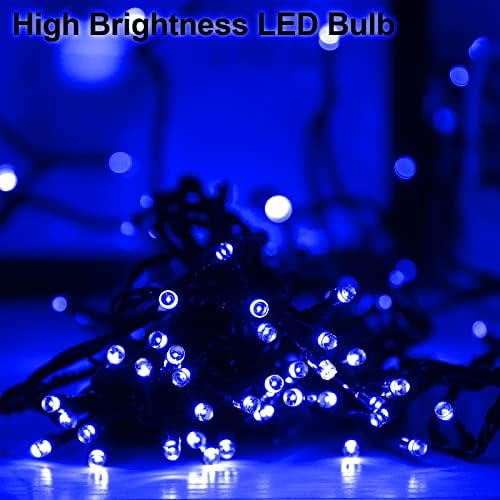 Solar Christmas String Lights, Blue 200Led, Outdoor Waterproof - Image 5