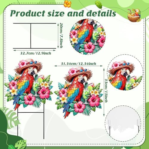 Amyhill Tropical Outdoor Decor 2026vbs Parrot Metal Garden Stakes 25 Inch Jungle Leaves Welcome Yard Signs Decorative Garden Stakes for Patio Lawn Walkway Backyard Porch Luau Rainforest Party Supplies - Image 3