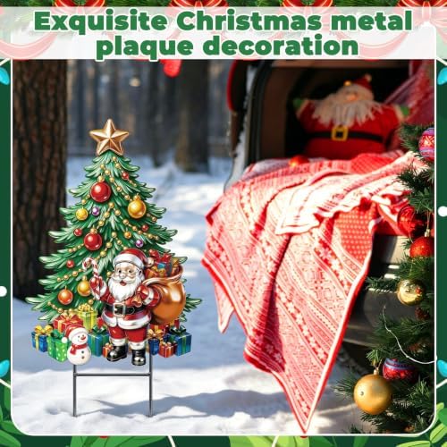 RattanView Christmas Christmas Tree Yard Sign Outdoor Santa Clause Yard Decoration with Stakes Waterproof Garden Lawn Stake Sign Decoration for Xmas Patio Lawn Walkway Courtyard Party Decor - Image 5